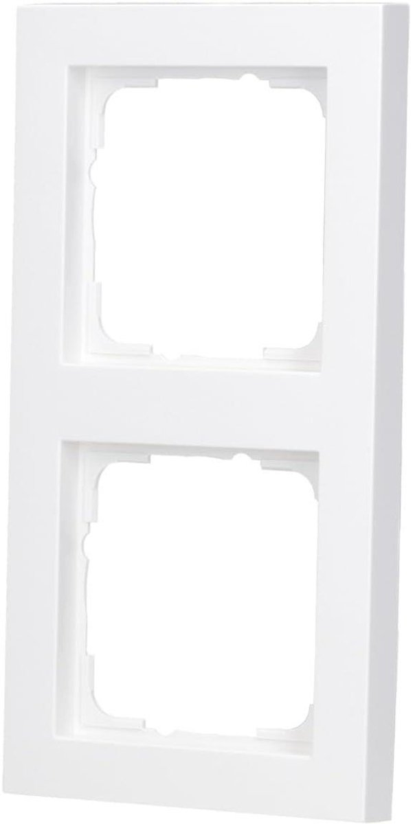 Afdekraam 2-voudig - Wandplaat Dubbel - Stopcontact Afdekken - Klikmontage - 86mm x 86mm - Wit zijdemat