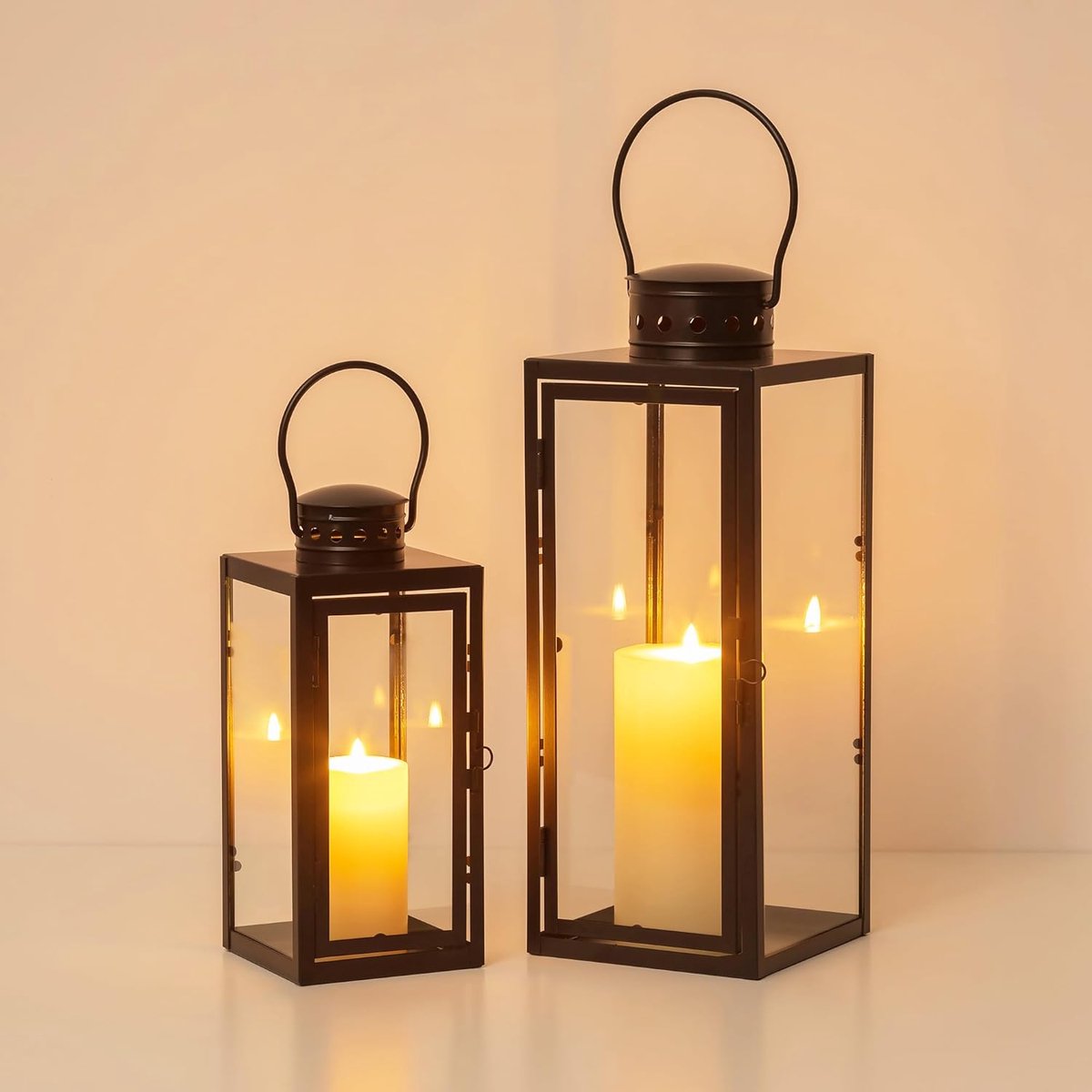Decoratieve lantaarns voor buiten weerbestendig: 24/35 cm windlicht lantaarn outdoor als balkon tuin decoratie graflantaarn begraafplaats kandelaar moderne tafeldecoratie