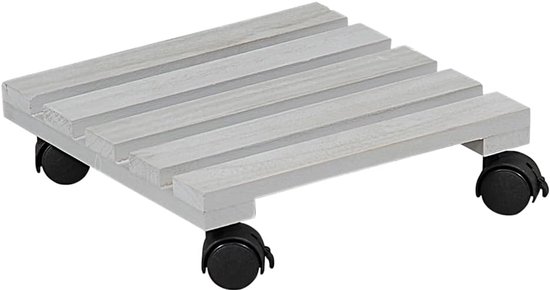 - Plantroller - gemaakt van FSC populierenhout, afmetingen: 30 x 30 cm - stabiele wielen, tot 100 kg draagkracht, bloempot roller - 69105