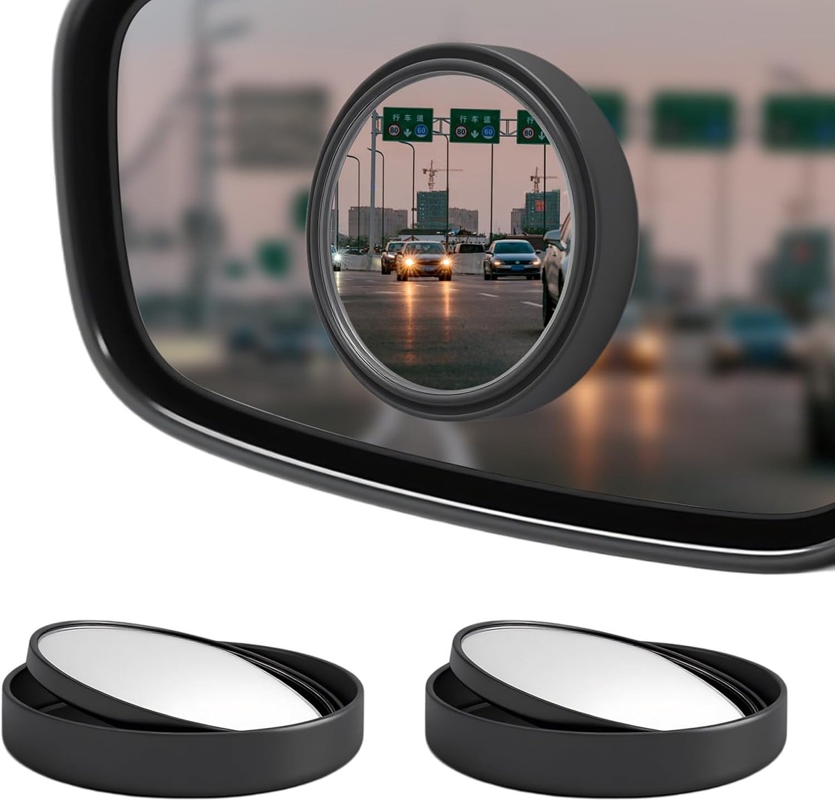 2 stuks dode hoekspiegel voor de auto, 360° groothoek, achteruitkijkspiegel met HD-glas, anti-condens en waterdichte dodehoekspiegel, universeel voor auto, SUV, vrachtwagen, bestelwagen, zwart