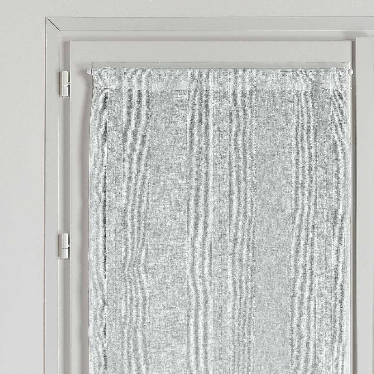 Set van 2 effen gestreepte gordijnen - wit gordijn - gordijn 45 x 120 cm - gordijn met zoom roede - doorschijnend gordijn - modern raamgordijn
