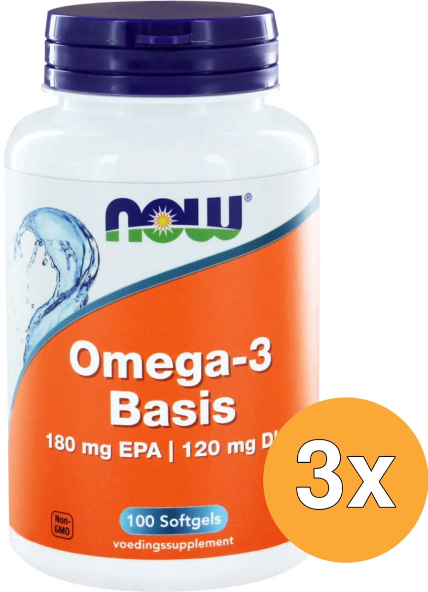 3x Now Omega-3 Basis 180 Mg Epa 120 Mg Dha (100 softgels)