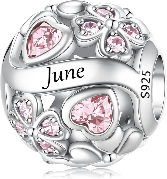 Birthstone bedels voor Pandora armbanden, 925 sterling zilver, hartvormige geluksklaverbedel, parels, liefdeshart, verjaardagscadeau voor vrouwen