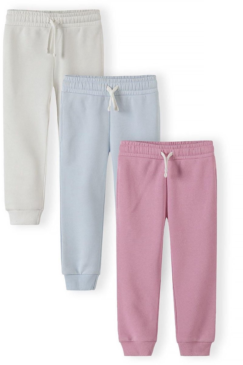 Minoti joggingbroek meisjes 3-pack pastel - katoen - lichtblauw