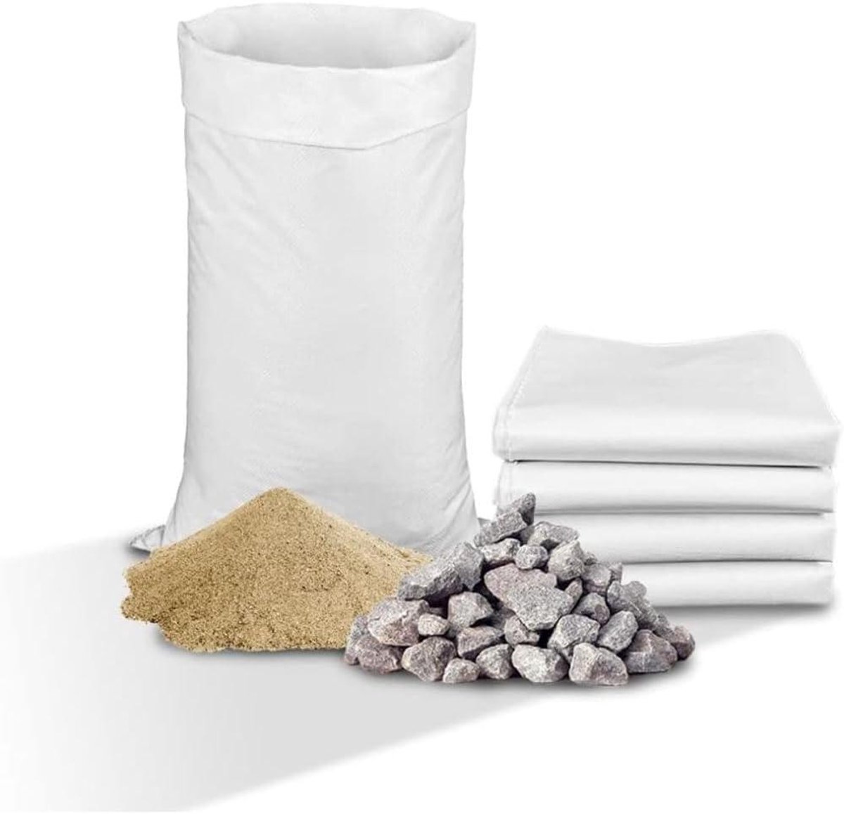 Geweven Puinzakken - Bouwzakken Afvalzakken - Zware Lasten Vervoeren - Scheurvast Herbruikbaar - 80 liter 55x95cm - Wit
