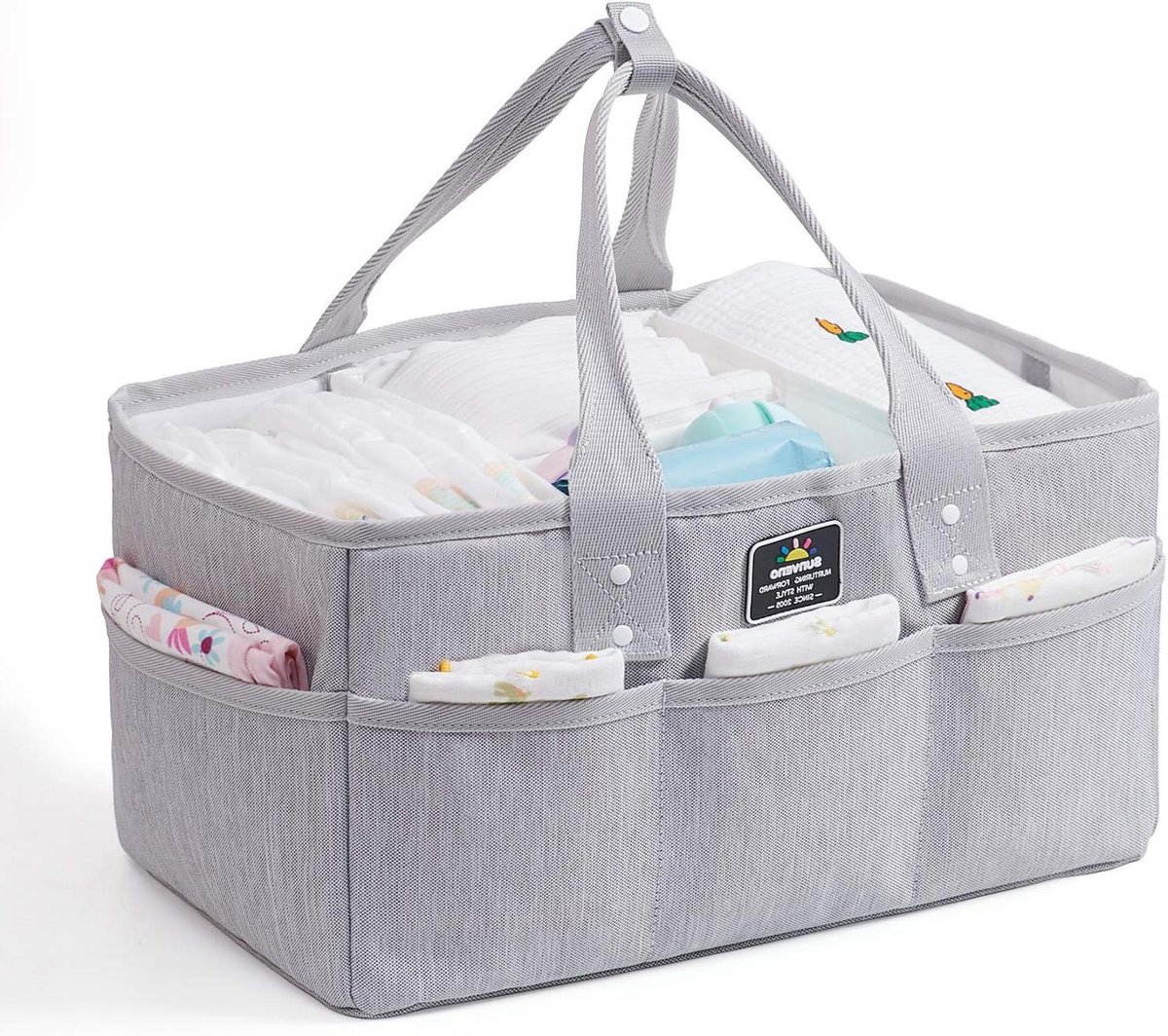 Luier Caddy Organizer - Baby Opberger - Baby Benodigdheden - Waterdichte Voering - 33 x 24 x 18 cm - Grijs