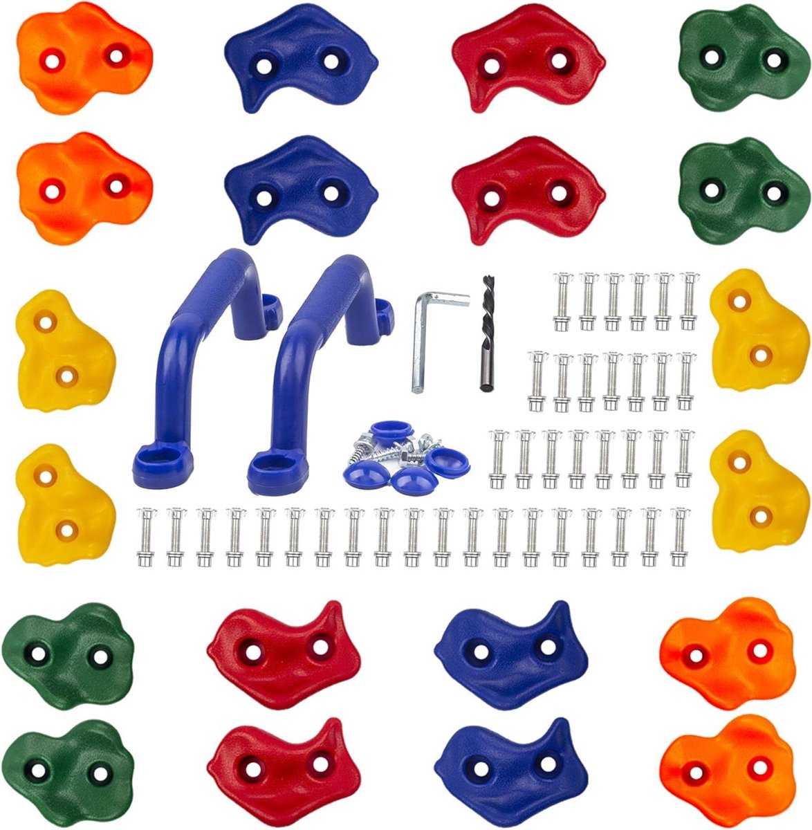 Klimstenen Set - Speelwand Onderdelen - Kinderen Klimmen - Inclusief Montagemateriaal - 20 Delig - Multicolor