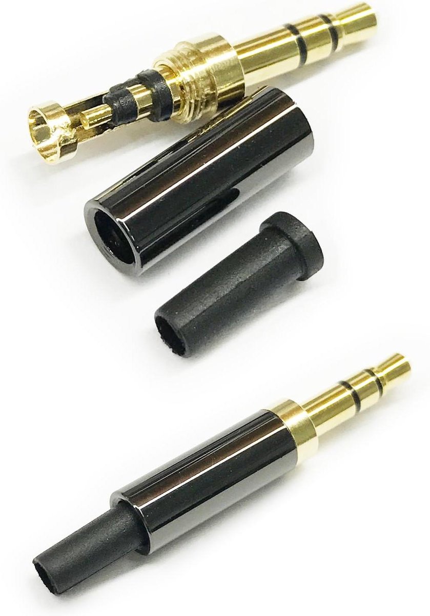 Audio Soldeerplug - Reparatie Plug Hoofdtelefoon - Audio Reparatie - 3.5mm 3-Polig - 2 Stuks - Zwart