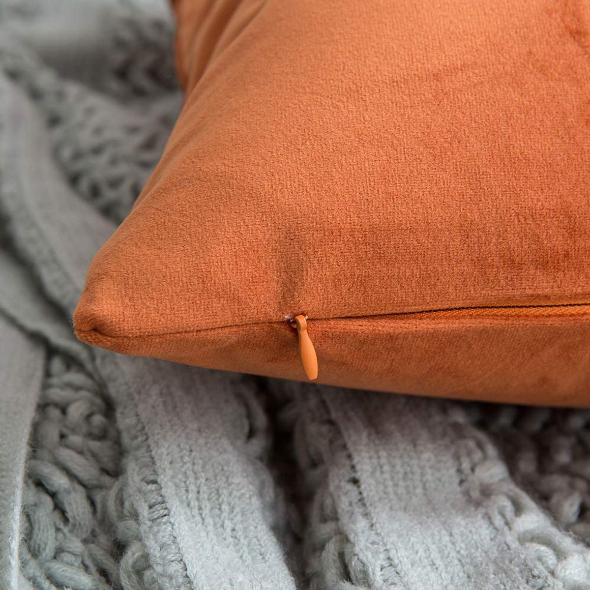 Fluweelzachte decoratieve luxueuze vierkante kussensloop voor woonkamer, bank, slaapkamer, met onzichtbare rits, 30 x 50 cm, 1 stuk, oranje