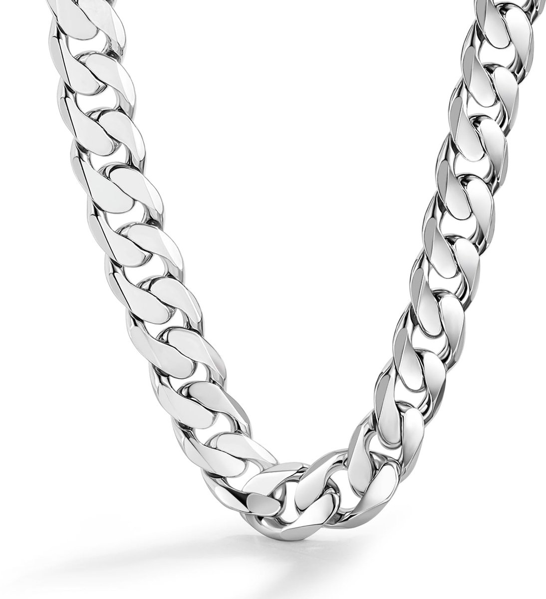 Massieve Cubaanse halsketting, breed, 10 mm, 12 mm, 925, zilver, voor heren en dames, Cubaanse schakelketting, groot, 40 - 80 cm, rock, punk, hiphop, Miami, sieradencadeau, feest, verjaardag