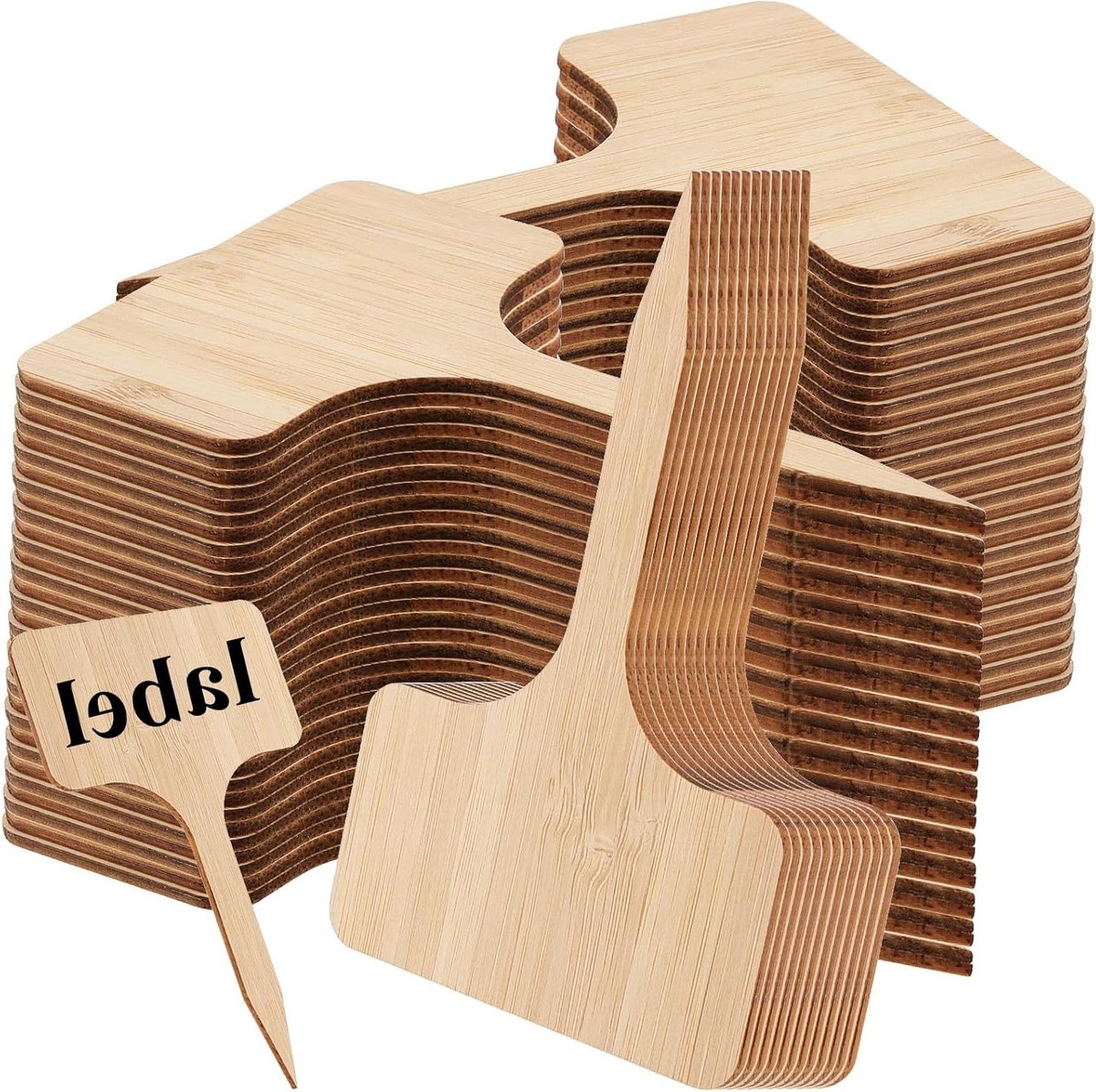 Bamboe Plantenlabels - Houten T-Stickers - Tuinieren Planten Merk - Natuurlijk Materiaal - 100 Stuks - Houtkleur