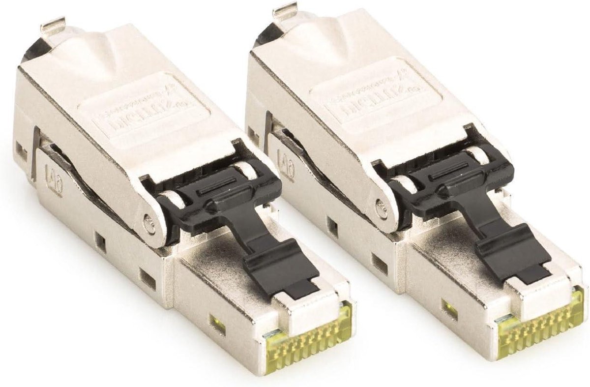 Netwerkconnector RJ45 - Connector veldmontage - Netwerkinstallatie - Gereedschapsloze montage - Cat 6A - Zilver