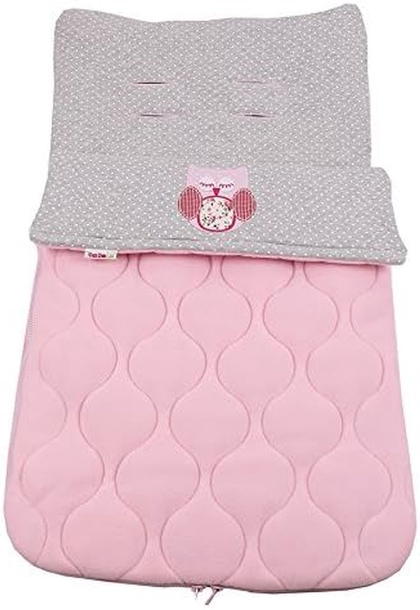 Voetenzak met Uil - Baby deken - Warmte voor baby - Afneembare voering - 78 x 25 cm - Roze