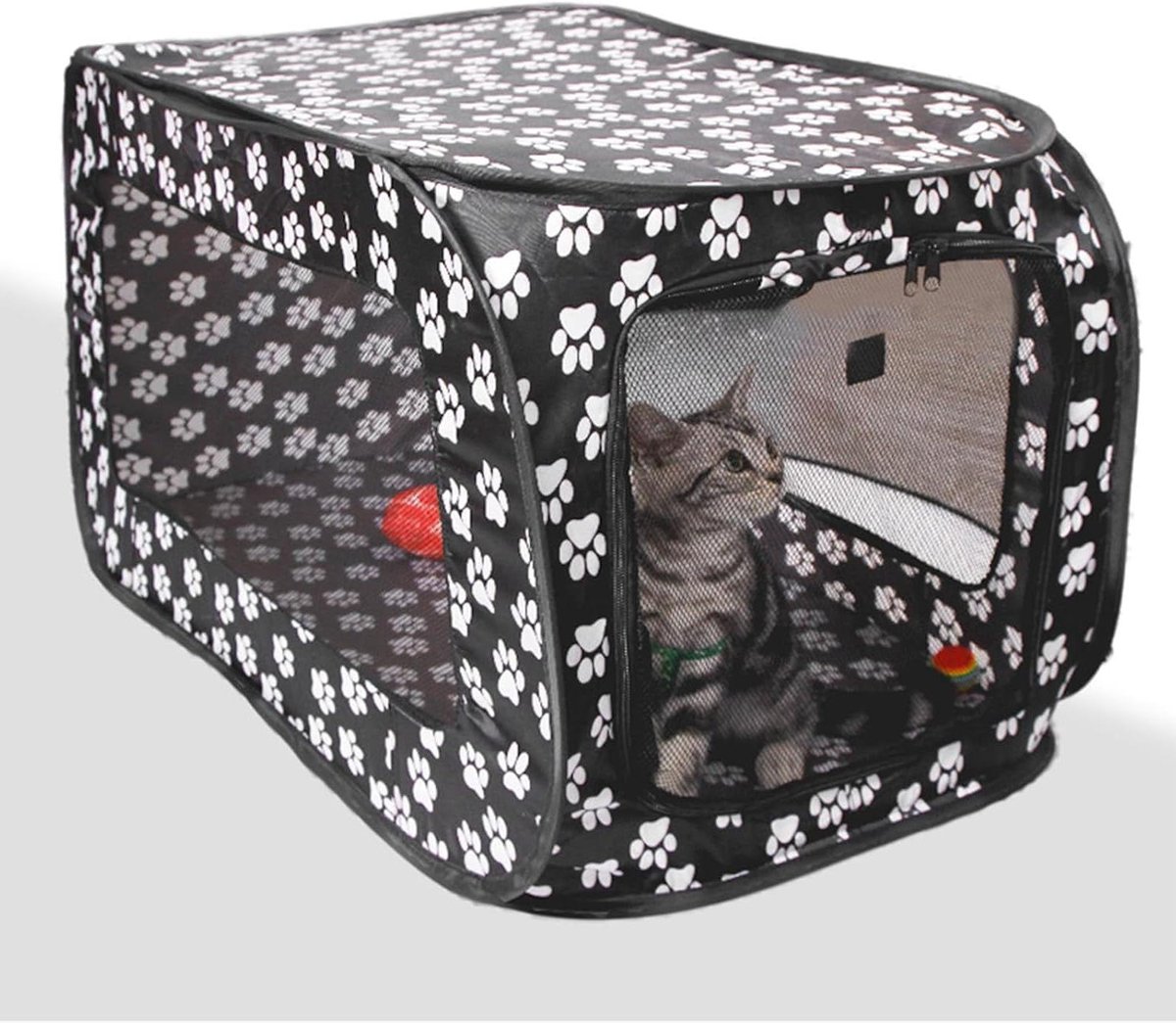 Huisdierbox Opvouwbaar - Hondentent Krattentent - Veilig Reizen - Ademend Mesh Ontwerp - 87 x 42 x 45 cm - Grijs