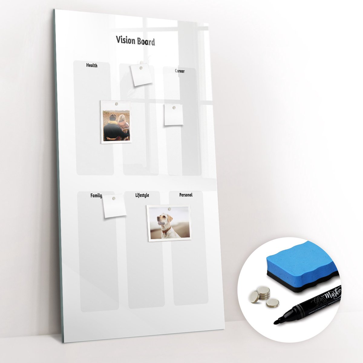 Tulup Whitebord - Kaart van dromen - 60 x 120 cm - Wit Magneetbord Keuken - Gratis 5 Sterke Magneten + Whiteboard Marker & Wisser - Moderne Wanddecoratie - Magneetbord Keuken - Notitiebord Werkplek