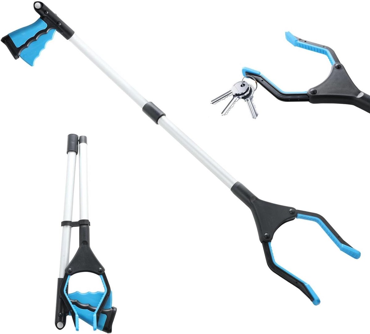 Grijper Tool - Telescopische Plooier - Afval Verzamelen - 360 Graden Kop - 81 cm - Blauw
