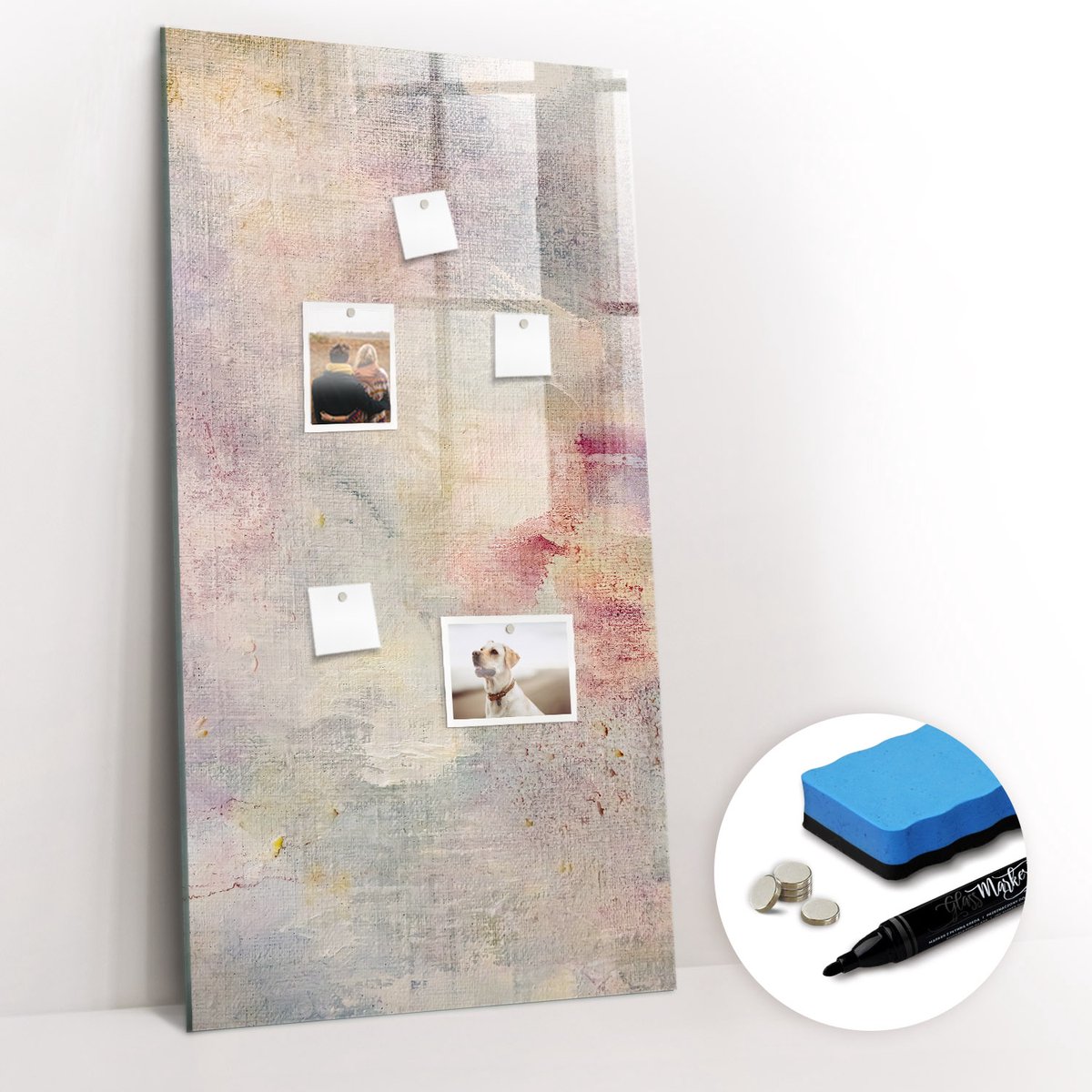 Tulup Whitebord - Verfvlekken - 60 x 120 cm - Veelkleurig Magnetic Board - Gratis 5 Sterke Magneten + Whiteboard Marker & Wisser - Scandinavisch Design Bord - Memo Bord - Planning Muur