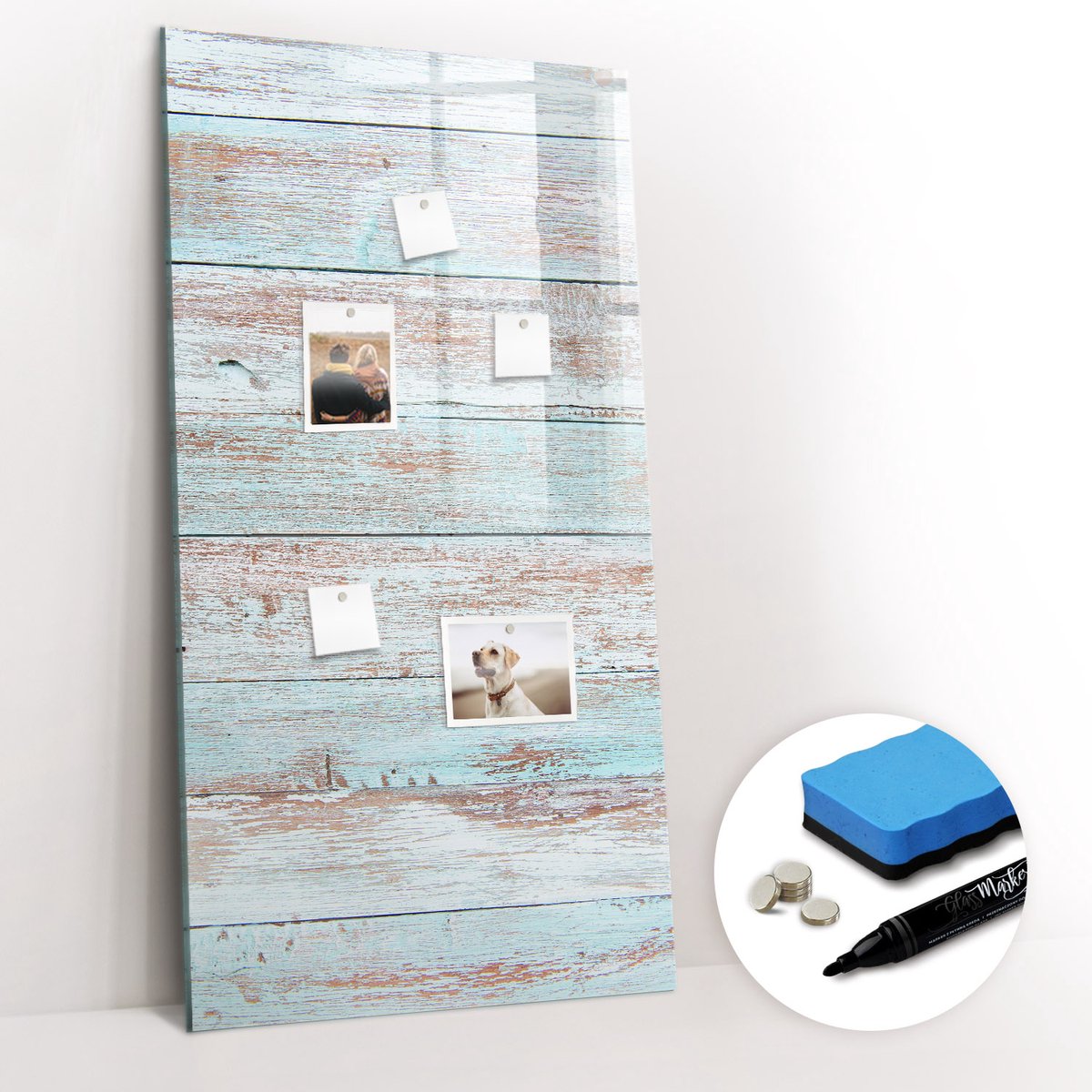 Tulup Whitebord - Pastelkleurige woonkamerpanelen - 60 x 120 cm - Blauw Magnetisch Bord - Gratis 5 Sterke Magneten + Whiteboard Marker & Wisser - Design Memobord - Magneetbord Muur - Ideeënbord Thuiswerkplek