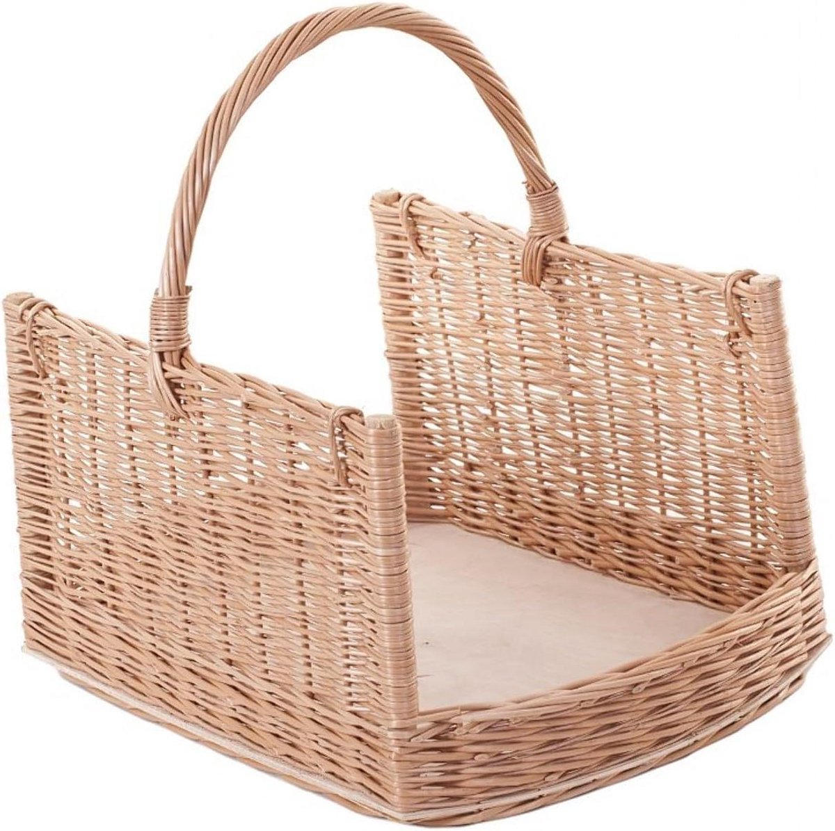 Open haard mand - Rieten mand - Haardhout opslag - Handgevlochten in Europa - 60 x 44 cm - Natuurlijk