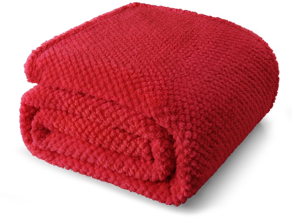 Flotilla Knuffeldeken, Pluizige Bankdeken, Fleecedeken, Warme Woondeken, Zachte Beddeken, Microvezel, Comfortabel, Dagdeken voor Seizoenen, 230 x 270 cm, Rood