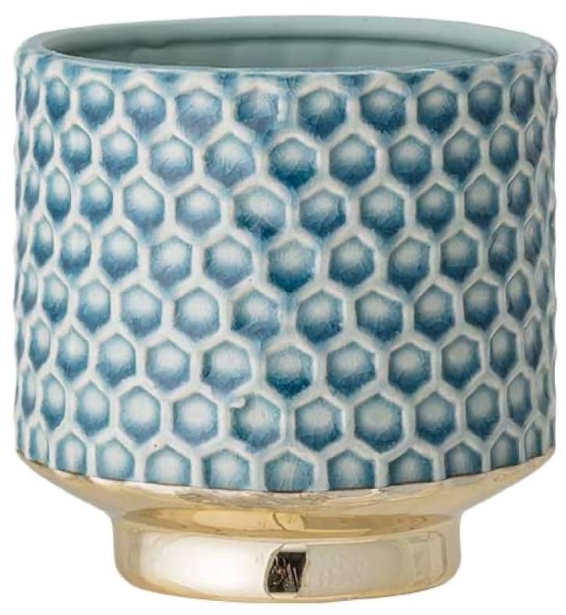 Keramische Bloempot Goldy - kleurrijke Planter, Pot voor planten, sukkulenten Maat M (12,5 cm ø) Dia 5-1/8", Steengoed, hemelsblauw