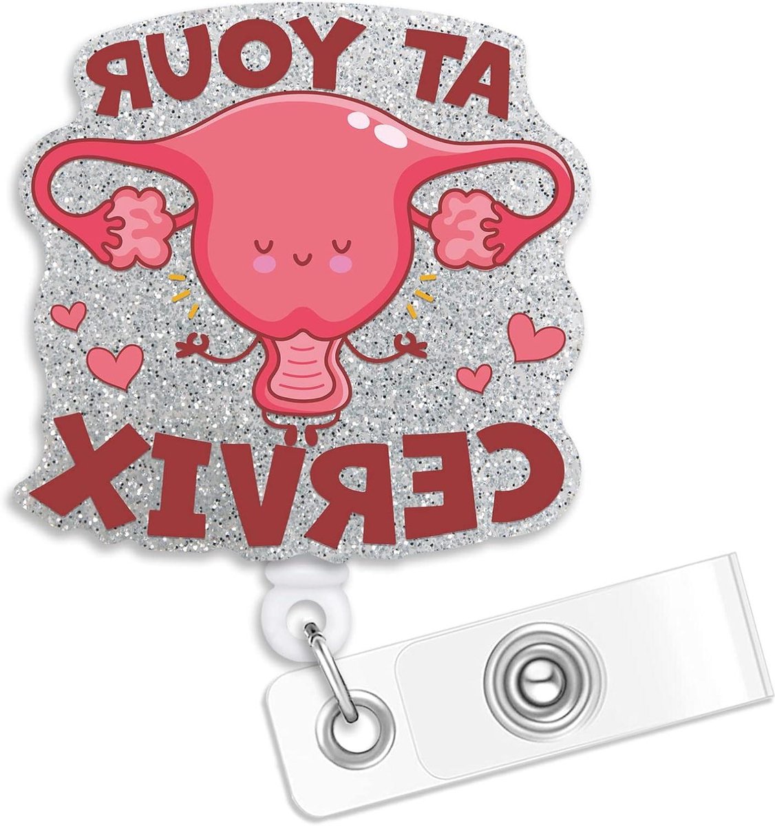 Badgehouder met Clip - ID Kaarthouder - Werk Identificatie - Intrekbaar Glitter Ontwerp - 8.89 x 4.06 x 2.54 cm