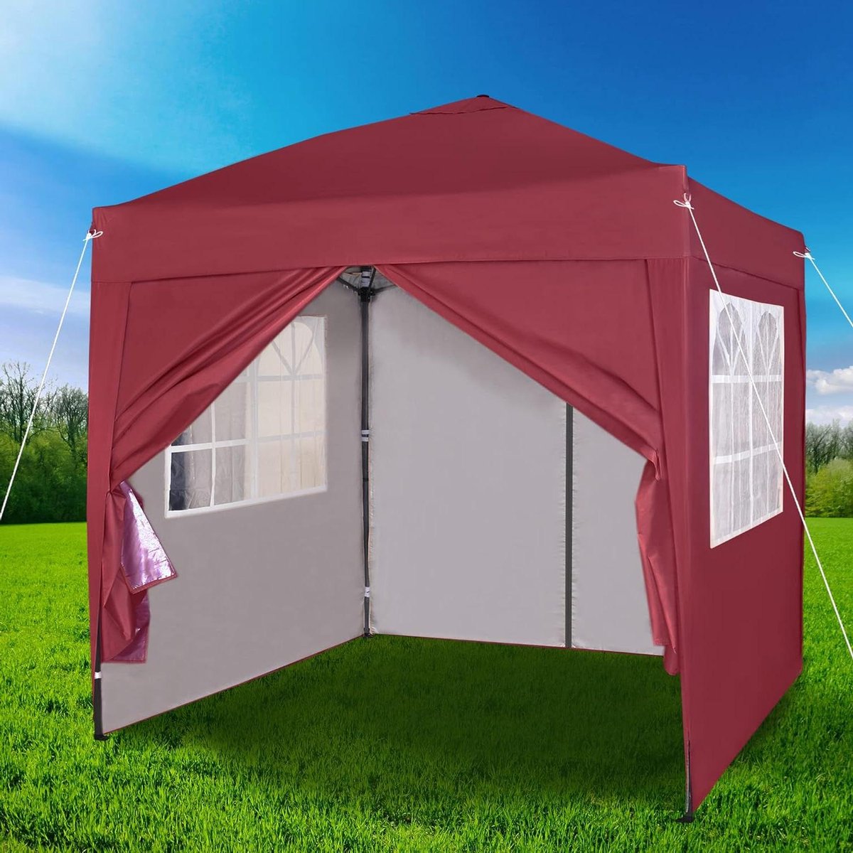 Pop-up Paviljoen - Vouwpaviljoen Feesttent - Feestelijke Bijeenkomsten - Waterdichte Beschermlaag - 200 x 200 cm - Rood