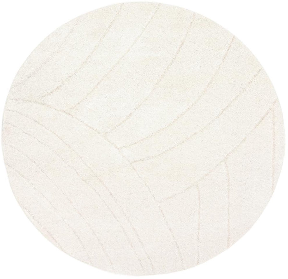 Talloy, Vloerkleed, Moderne, Ø 200 cm, Rond, Middelpolig, Alleen chemisch reinigen, Wit