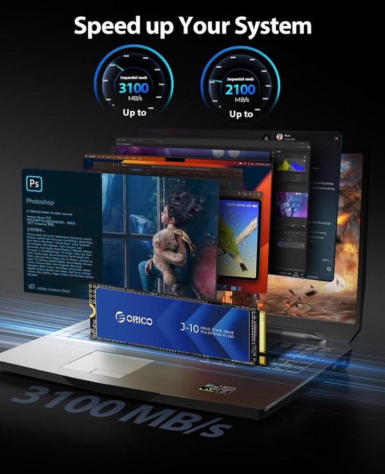 Interne SSD - NVMe SSD Opslagstation - PC Upgrade - Aluminium Koellichaam - M.2 2280 - Zwart — afbeelding 5