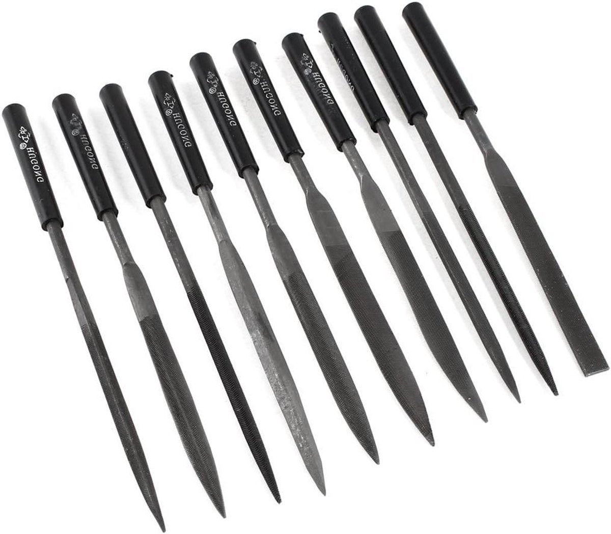 Rasp- en Vijlset - Houtbewerking Gereedschap - Houtsnijwerk - 10 Delige Set - 175 mm - Zwart