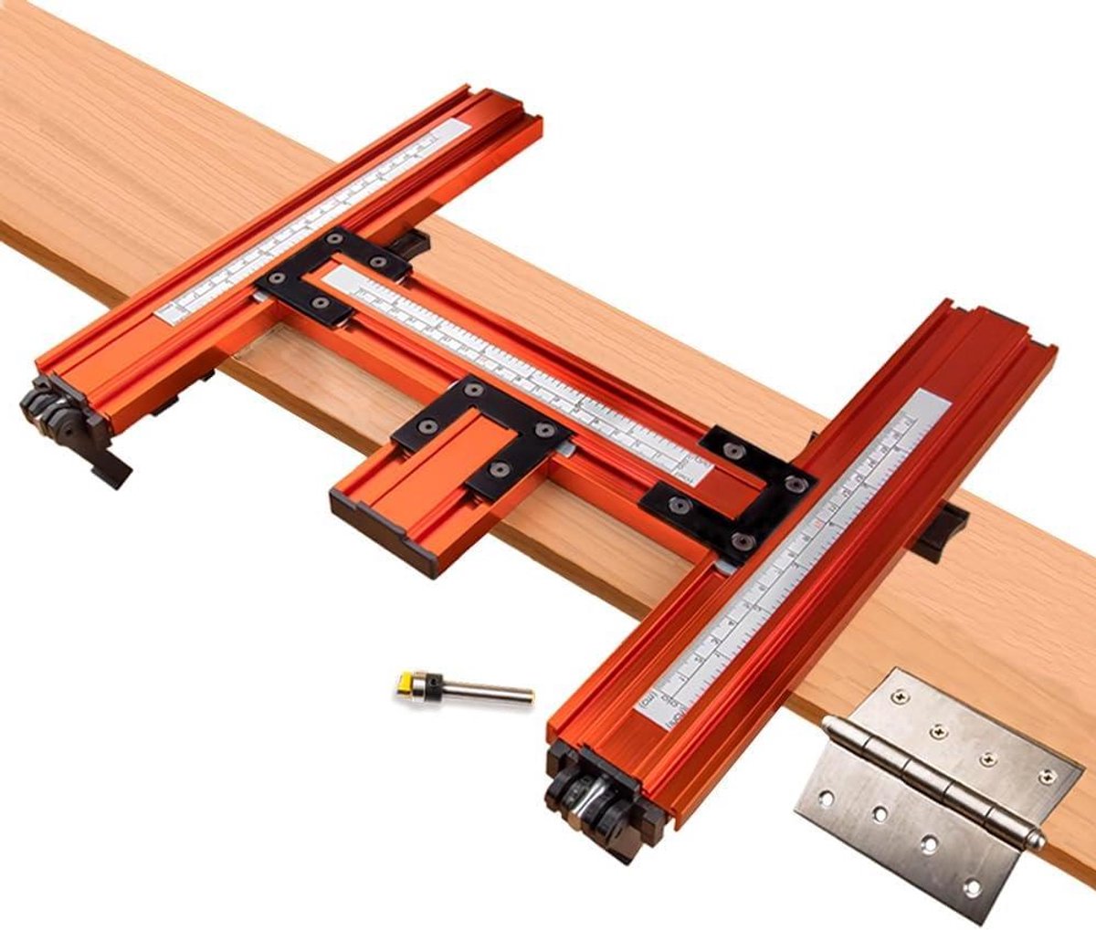 Scharnier Sjabloon - Deurmal Router - Deuren Installeren - Nauwkeurige Uitlijning - 31 x 36 cm - Oranje