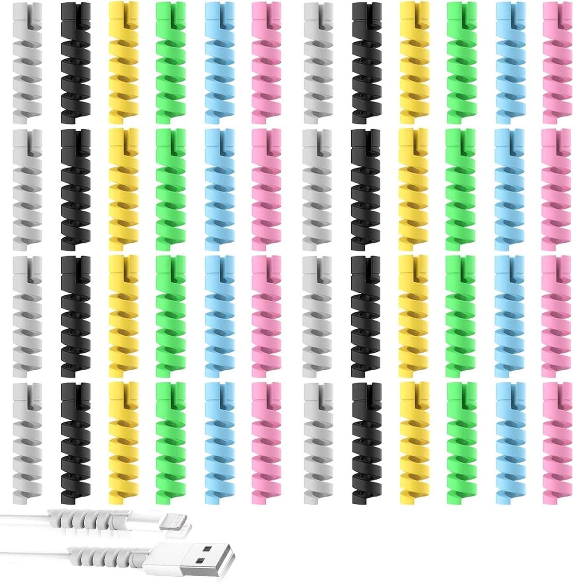 Kabelbeschermers - Laadkabel Bescherming - Voorkom Kabelbreuk - Flexibele Siliconen - 48 stuks - Multicolor