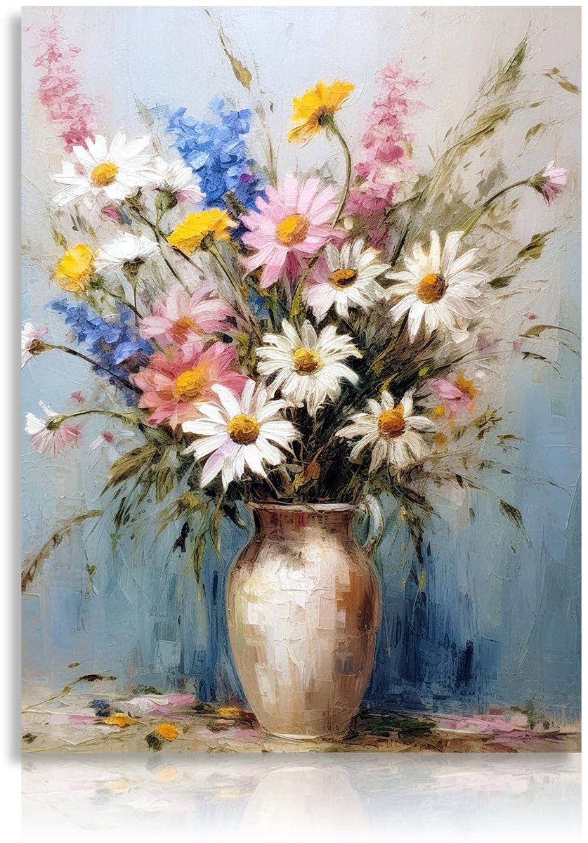 Poster kleurrijke Daisy bloem in vaas muur poster voor slaapkamer woonkamer decor 12x16 in Niet Ingelijst