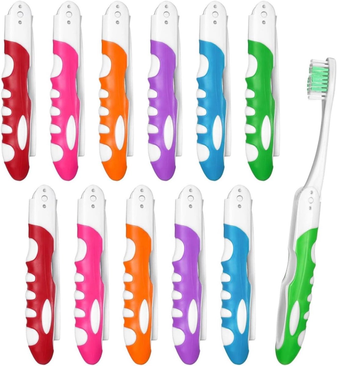 Reistandenborstels Inklapbaar - Mini Tandenborstel Set - Hygiëne Onderweg - Zachte Borstelharen - 12 Stuks - Mix van Kleuren