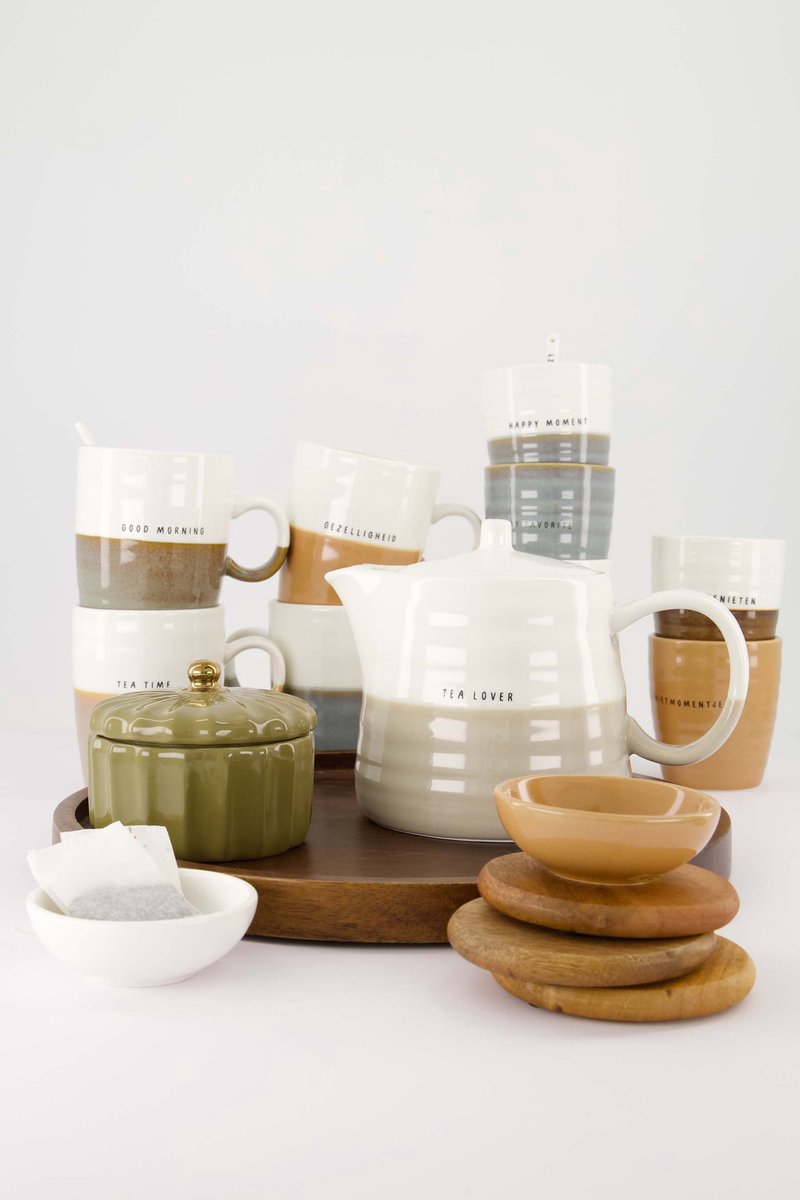 Zusss Teapot Tea Lover Keramiek White / Sand
