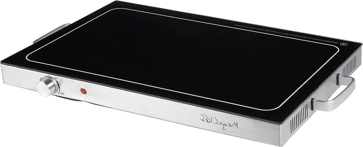 Elektrische Warmhoudplaat - Warmhoudplateau Buffetwarmer - Eten Warm Houden - Regelbare Temperatuur - 61 cm - Zilver Zwart