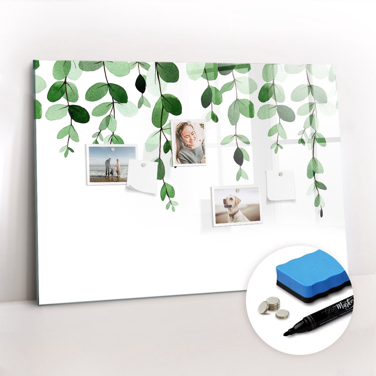 Tulup Whitebord - Plantenbladeren - 100 x 70 cm - Groente Magneetbord Rechthoekig - Gratis 5 Sterke Magneten + Whiteboard Marker & Wisser - Interieur Accessoires Kantoor - Magnetisch Memobord - Productiviteit Tools