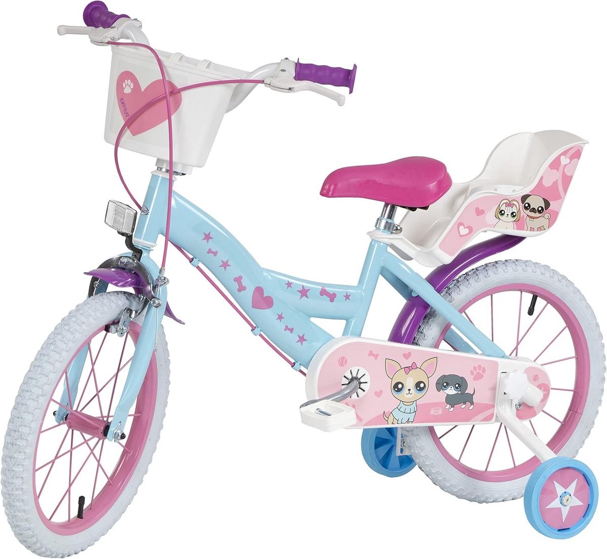 Kinderfiets - Meisjesfiets Driewieler - Leren Fietsen - Met Mand en Poppenstoel - 16 Inch Wielmaat - Hemelsblauw
