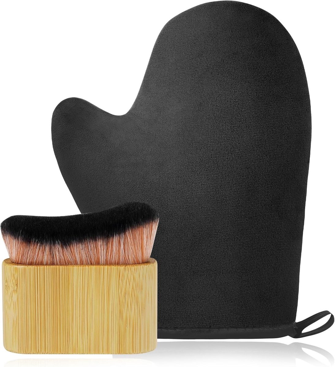 Zelfbruinende Handschoen en Zachte Gezichtsborstel voor Make-up en Lichaam - Set van 2 voor Perfecte Bruiningsresultaten