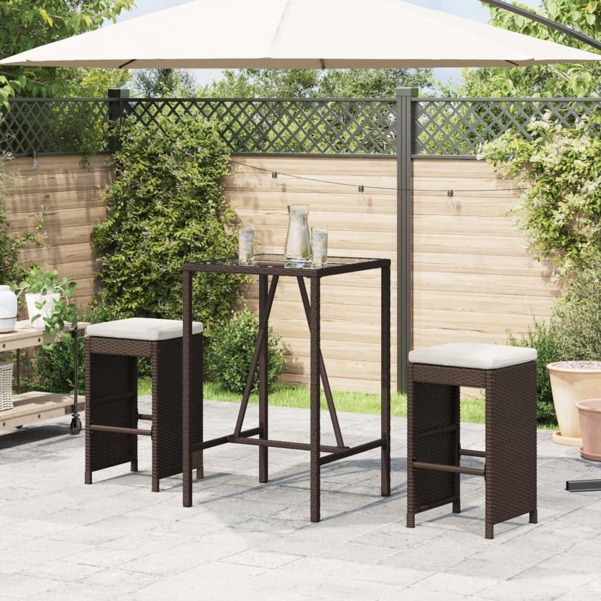 Tuinbarkrukken - Barkrukken Set - Buiten Zitten - Weerbestendig Materiaal - 40 x 40 x 76 cm - Bruin