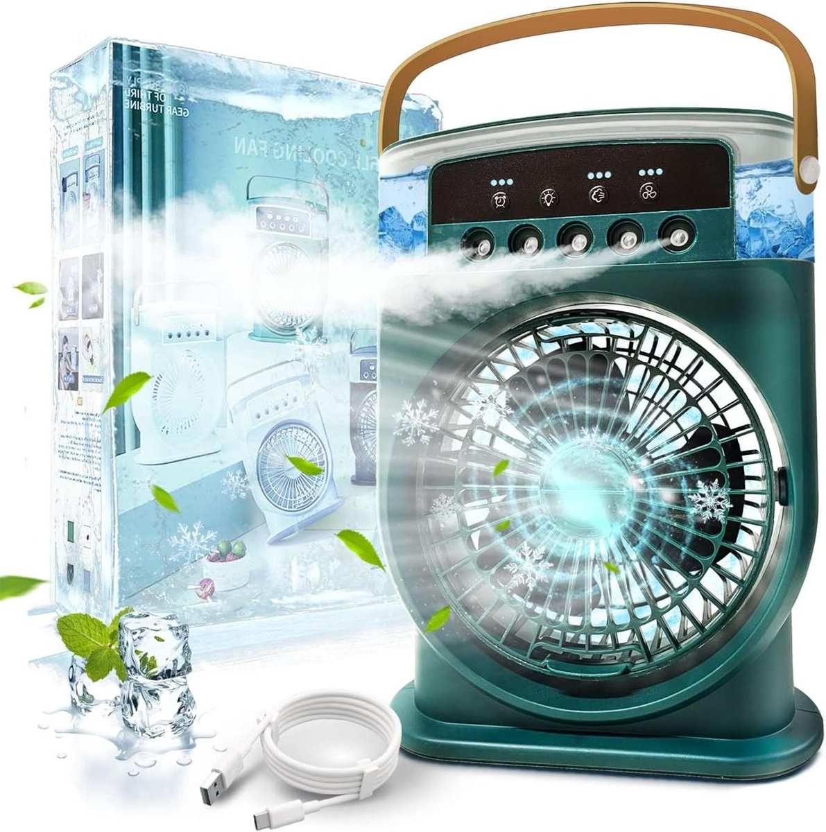 Draagbare Airco - Mini Airco Ventilator - Persoonlijke Koeling - 4-in-1 Functie - 600 ml - Wit