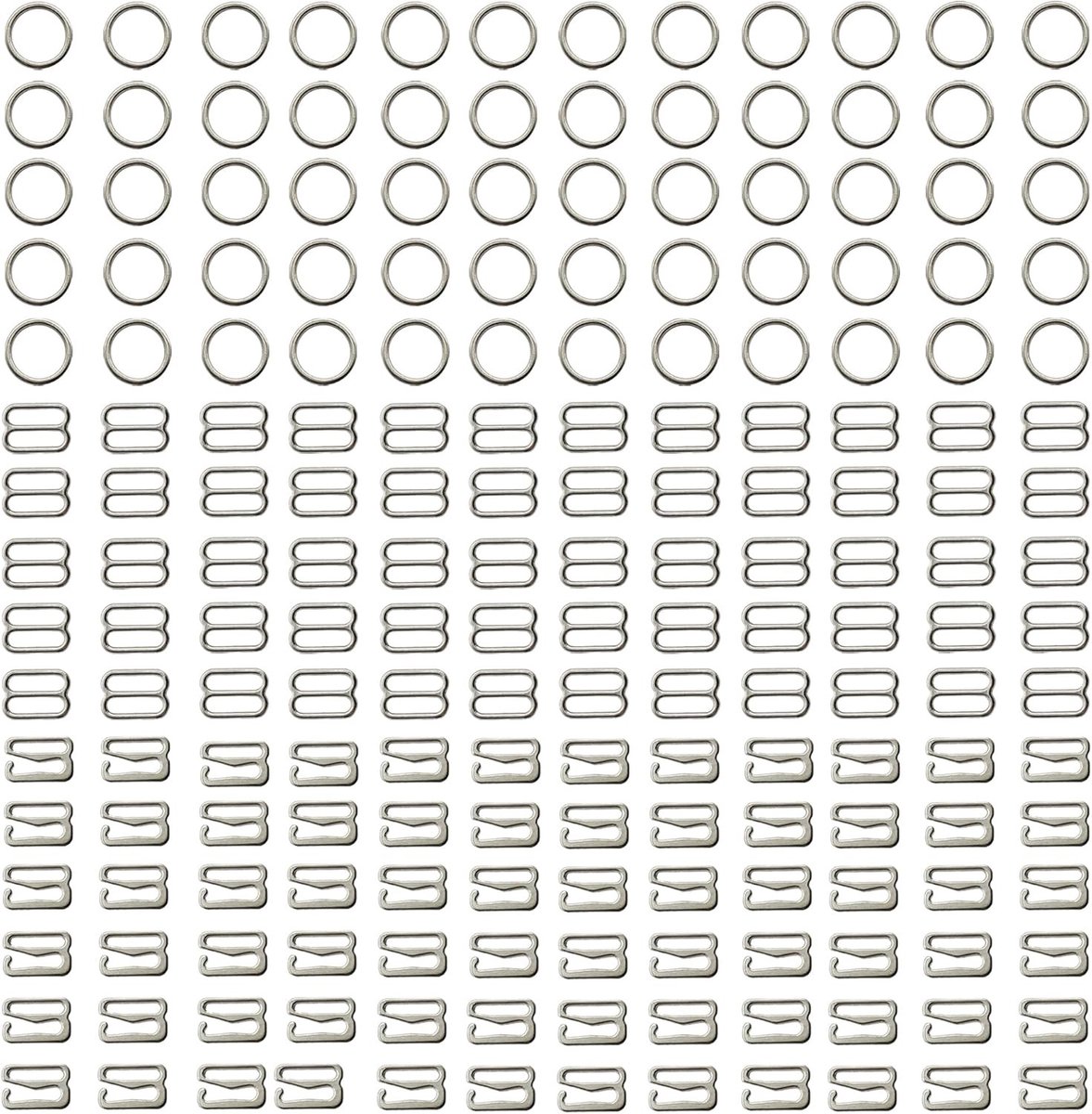 180 Stuks Verstelbare Lingerie Clips en Haakjes voor Bh en Badmode - 8mm (Zilver)