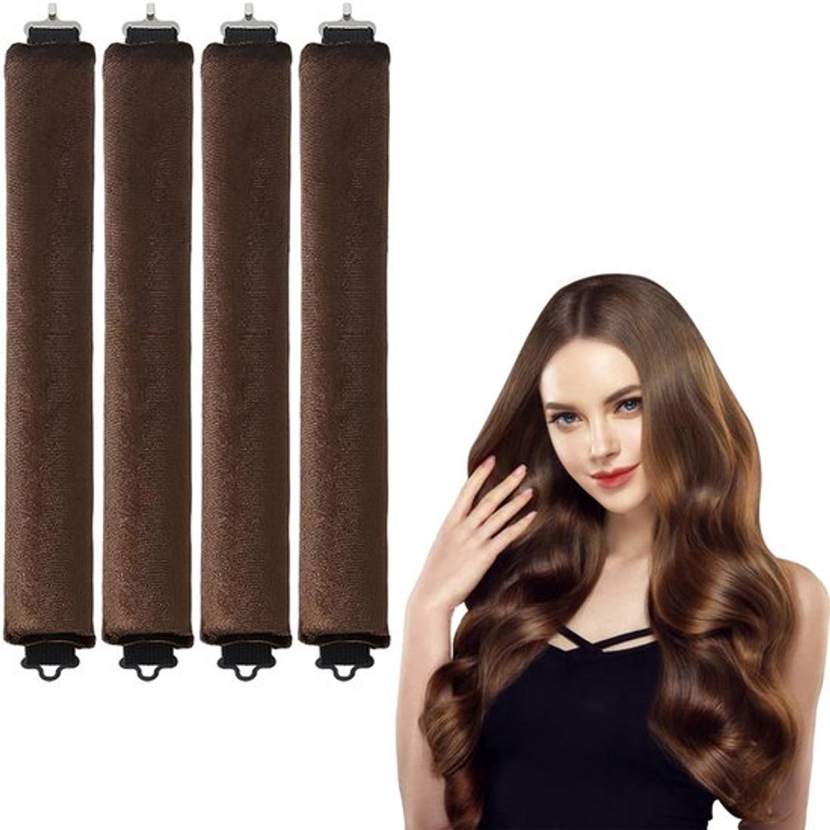 4 stuks krultangen, hittevrije krultang, langharige krultang, krulspelden, doe-het-zelf haarstyling-gereedschap voor haarstyling-effecten.