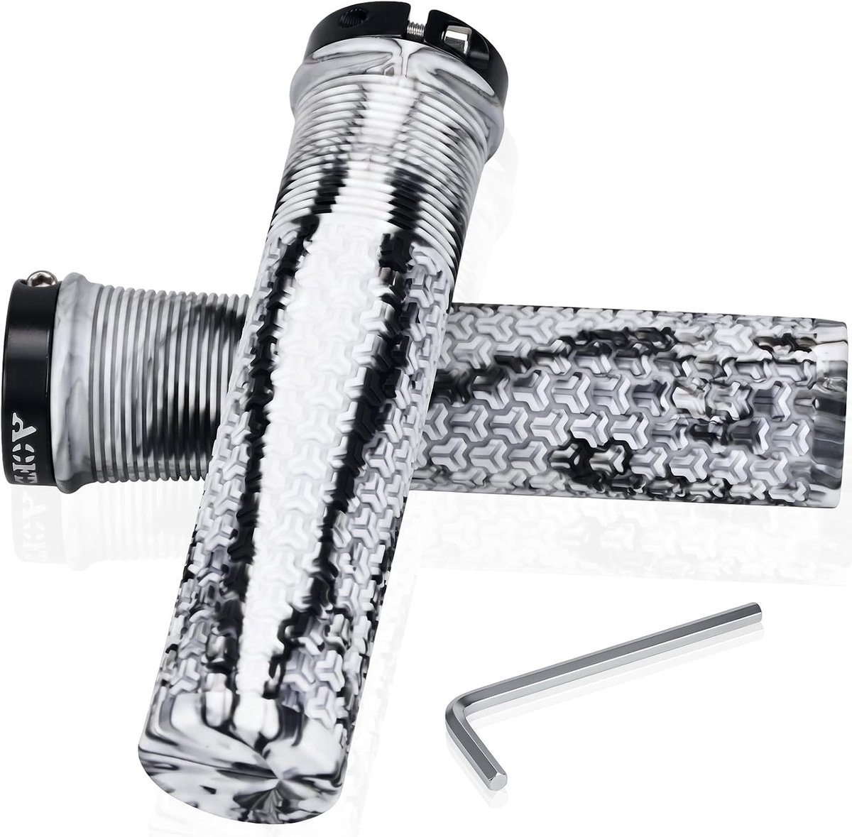 Antislip rubberen fietshandgrepen met aluminium slot, 22 mm lock-on grip voor mountainbike, BMX en scooter