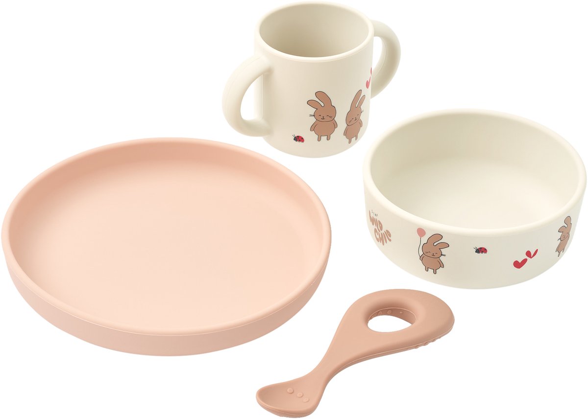 Liewood Vivi Printed Siliconen Dinerset - Wild Child / Rosey