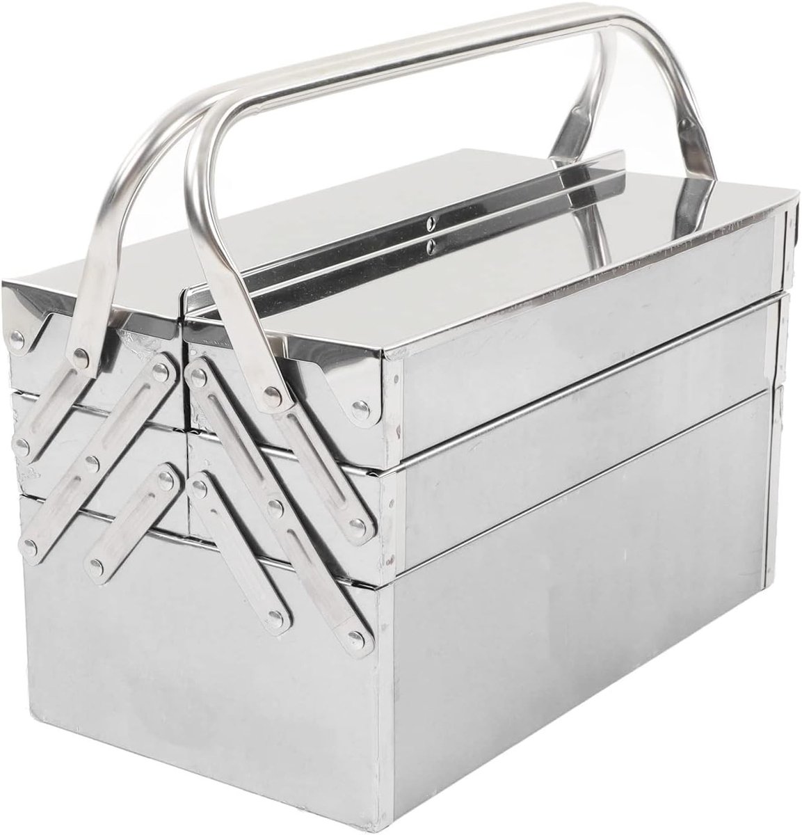 Robuuste gereedschapskist met 5 trays, opvouwbare opslagoplossing voor diverse gereedschappen en accessoires