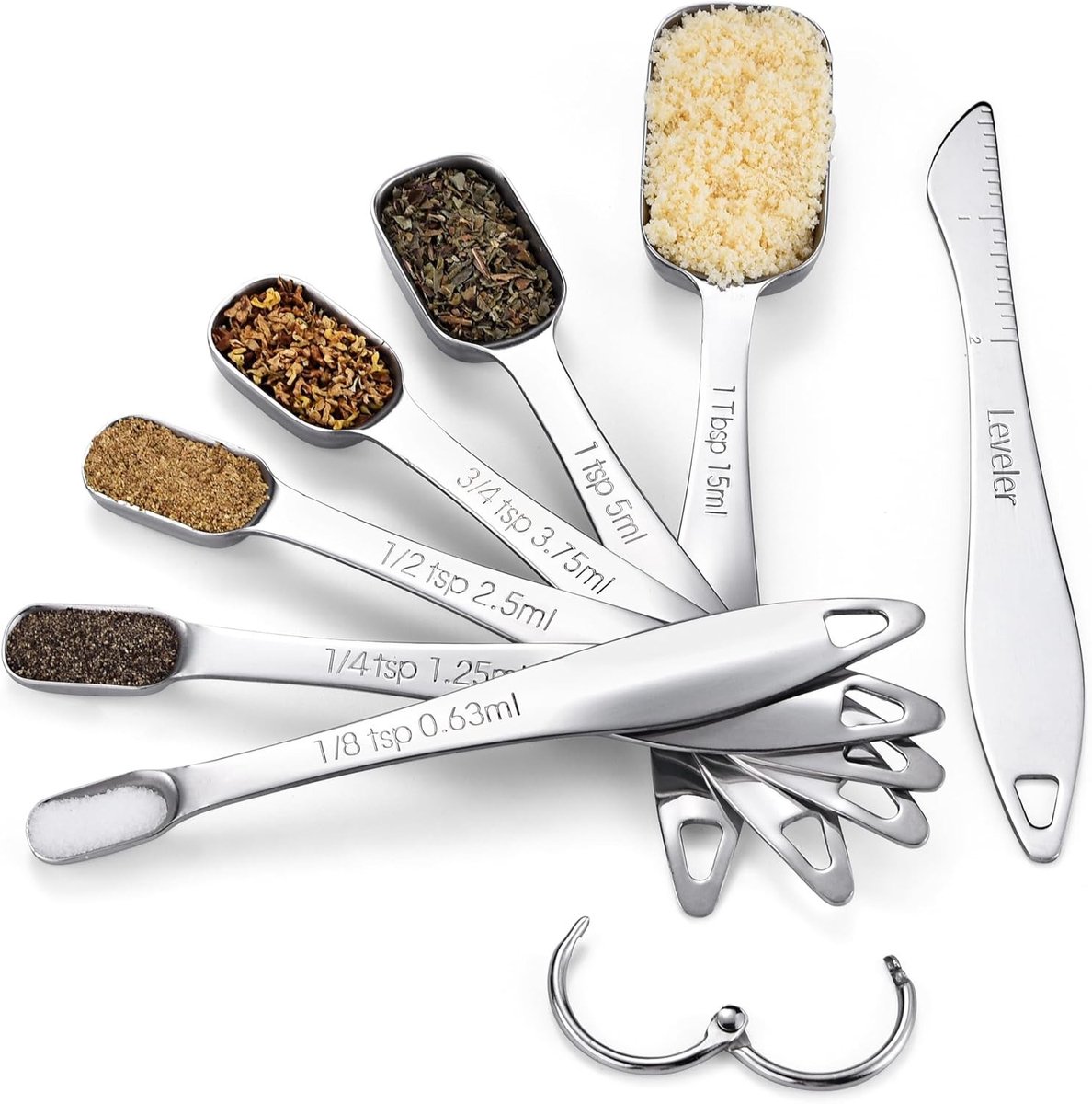 Roestvrijstalen Maatlepel Set van 18/8, Vierkante Maatbeker voor Droge en Vloeibare Ingrediënten, Perfect voor Koken en Bakken
