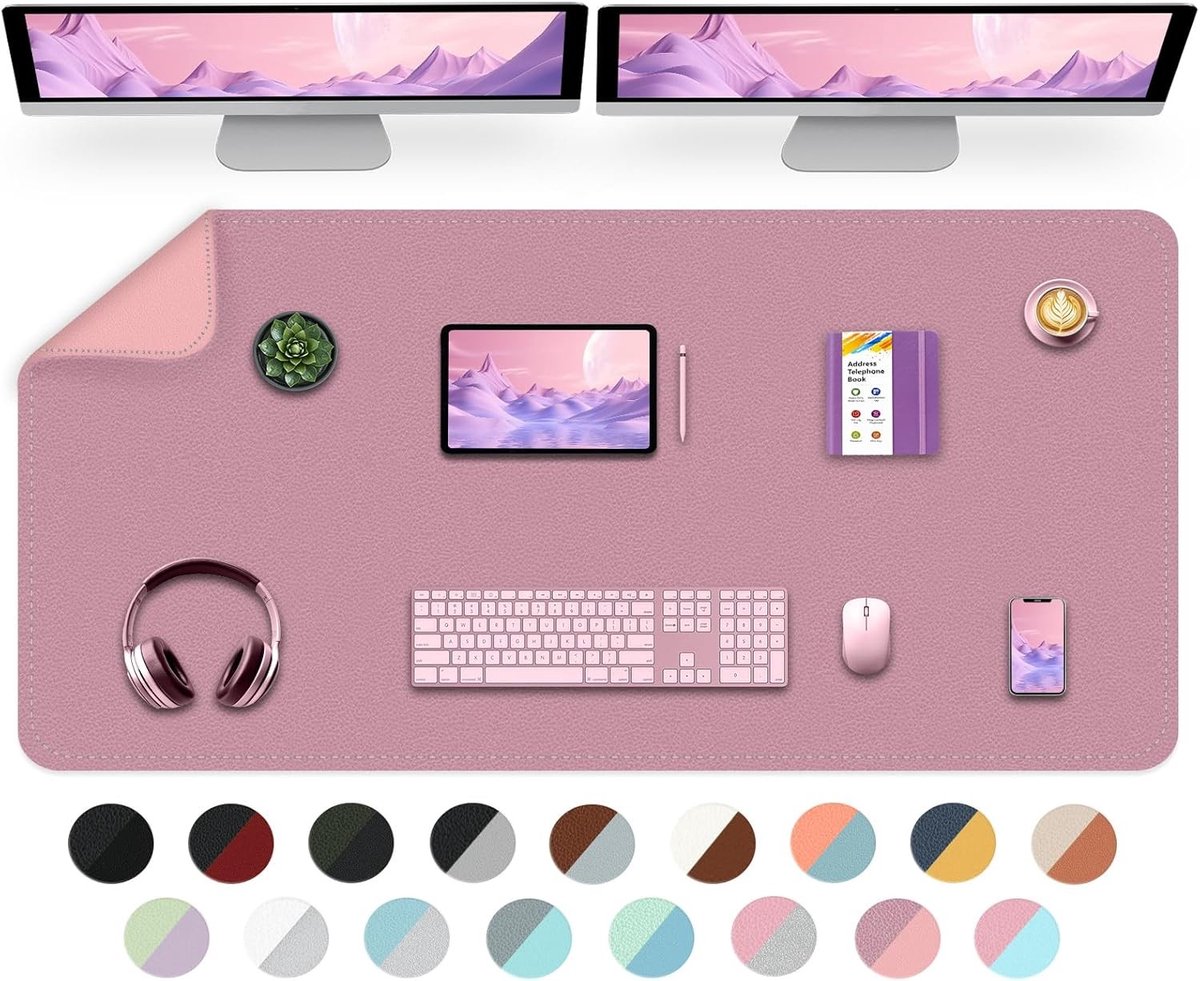 Grote Dubbelzijdige Bureau Mat, Waterdicht en Eenvoudig te Reinigen, Multifunctioneel voor Kantoor en Thuis - Paars en Roze, 120cm x 60cm, Ideaal voor Bescherming en Decoratie