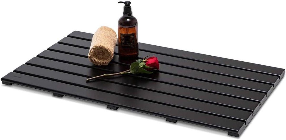 Bamboe Badmat - Douchemat - Badkamer Decoratie - Antislip Onderkant - 80 x 46.5 cm - Zwart
