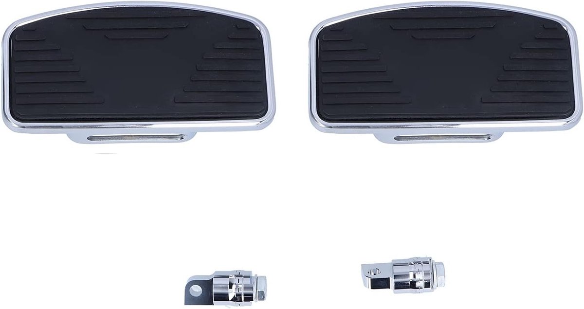 Verstelbare Achterste Voetsteunen voor Motorfiets - Brede Running Board Steunen van Staal en Rubber, Inclusief Bevestigingssets (1 Paar)